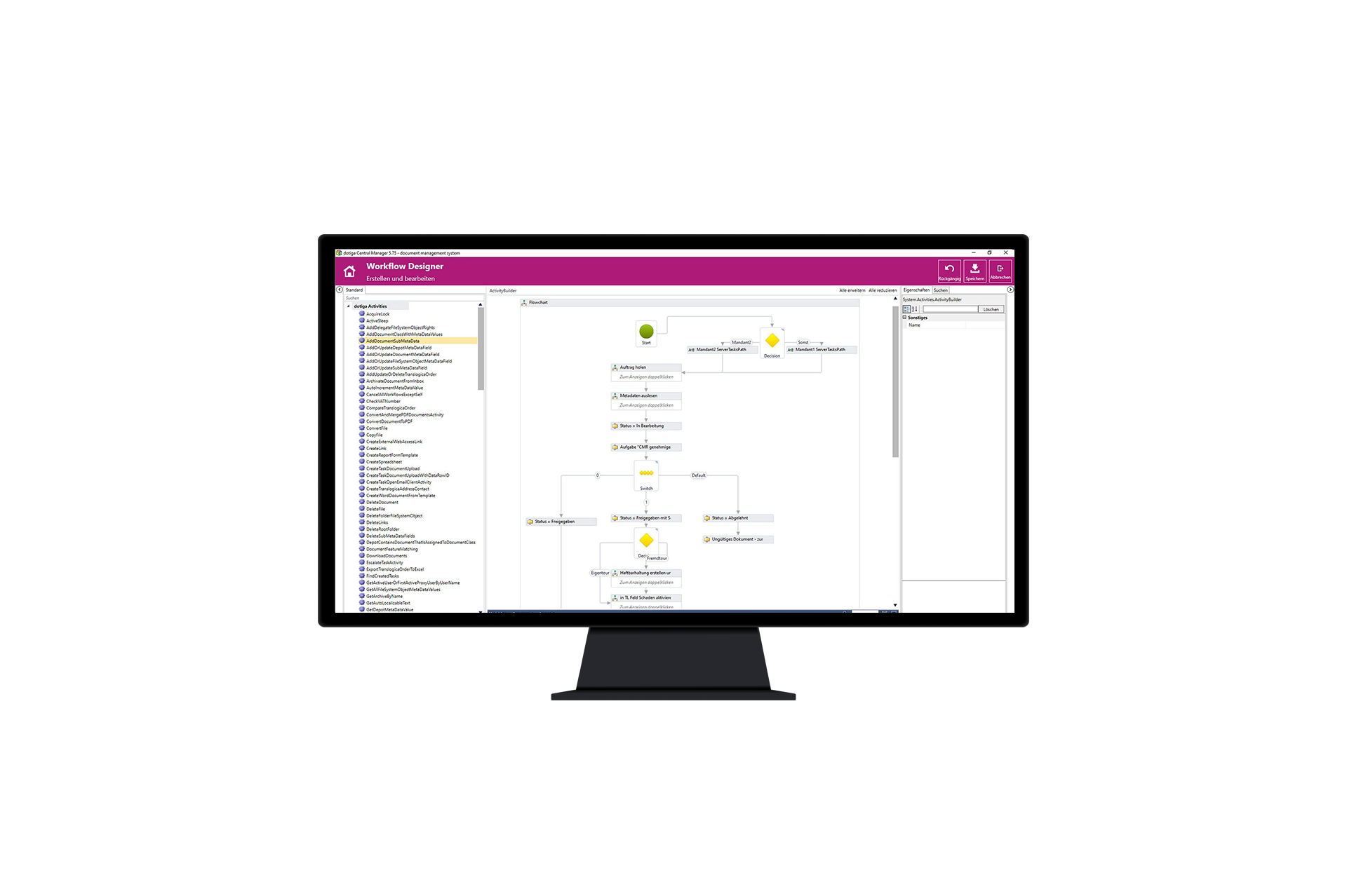 Screenshot zum Workflowdesigner für Transportmanagement Bild von Computer mit Screenshot zum Workflowdesigner für Transportmanagement und Speditionslogistik